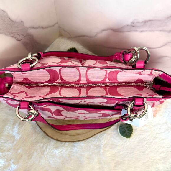 NWT Coach Alexandra Signature C Shoulder Bag Pink with Silver Hardware - Picture 3 of 13